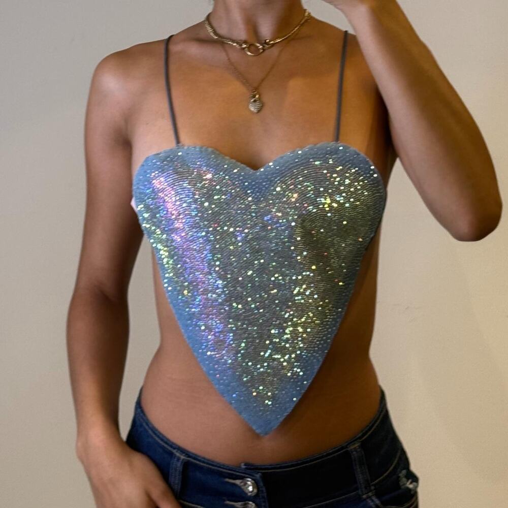 Heart Top with Rhinestones - Picture 1 of 4